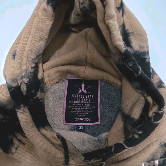 Jeffree Star Cosmetics Hoodie Size Large Tie-Dye Tan Beige Black Sweatshirt 3XL - Picture 4 of 10
